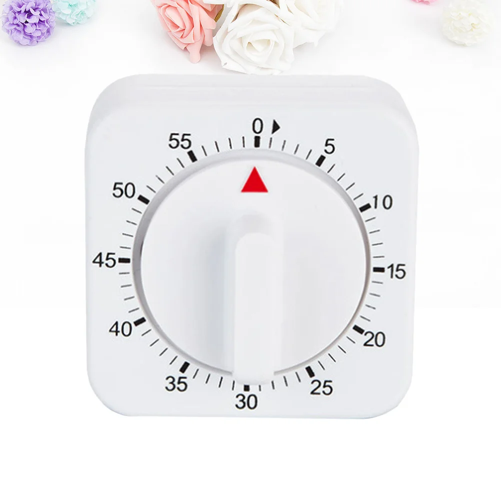 

60-Minute Mechanical Kitchen Timer White Simple Design No Needed Easy Rotate Operation for Home Restaurant Hotel Use