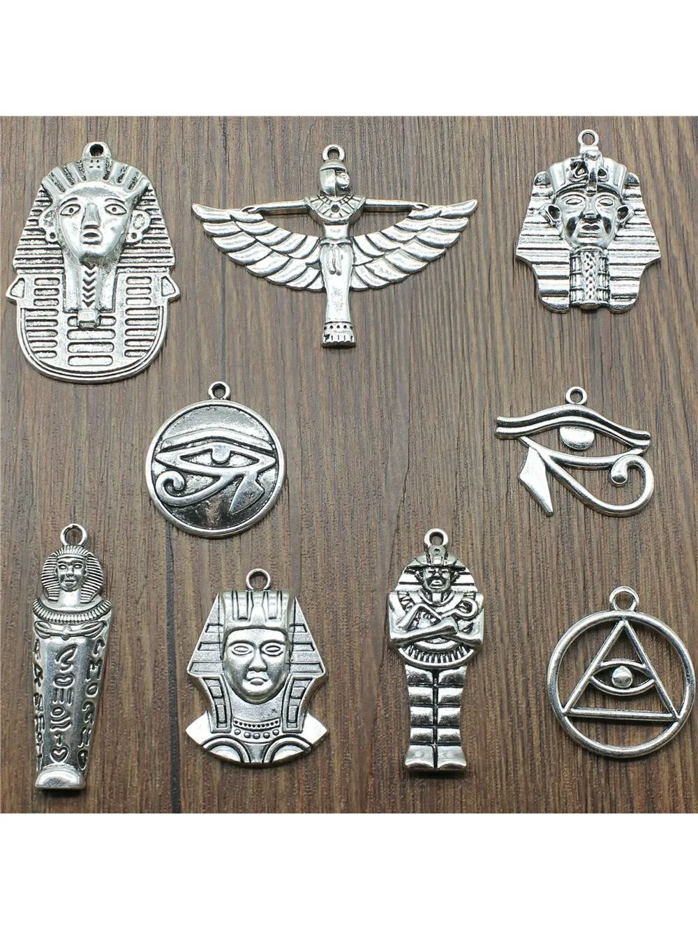 5 sztuk Charms egipski faraon antyczne srebro kolor oko horusa Charms do tworzenia biżuterii wisiorek Kleopatra — zdjęcie 2