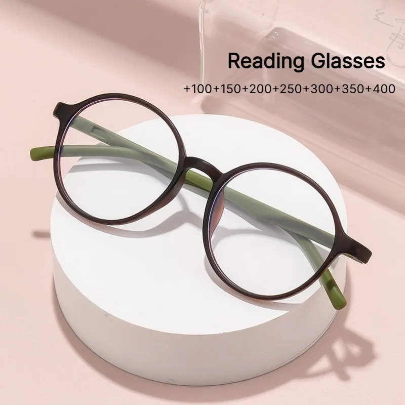 Ultra Light Round Frame Reading Glasses for Men and Women Computer Glasses Hyperopia Presbyopia Eyeglasses Clear Lens +1.0~+4.0