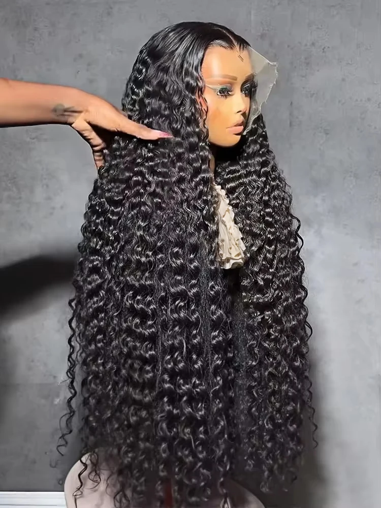

40 46 Inch HD Deep Wave Frontal Wig 13x4 13x6 360 Lace Frontal Wigs 300 Density Water Curly Human Hair Lace Front Wigs For Women Real Brazilian Hair Preplucked 3-5 Day Fast Delived