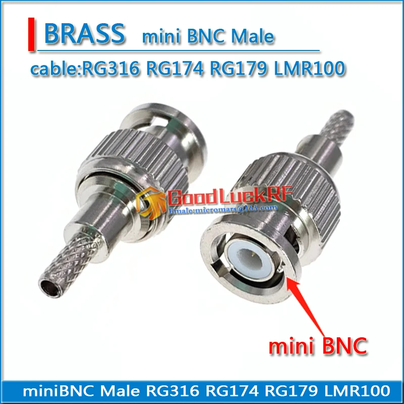 50 ohm Mini BNC mini-BNC miniBNC Q6 Male Crimp for RG174 RG316 RG179 LMR100 Window Connector Adapter low loss