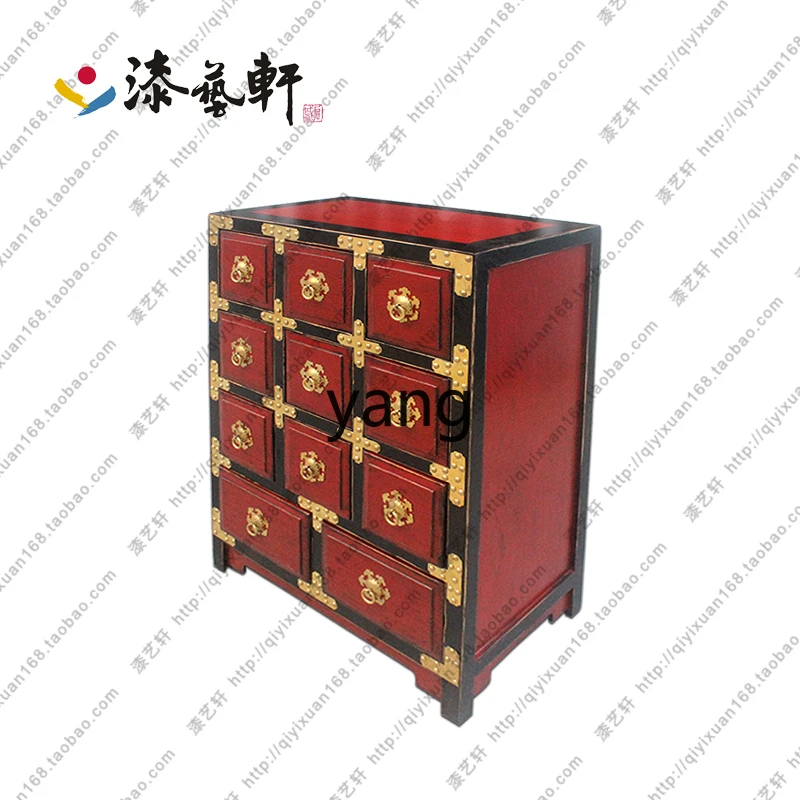 LXL New Chinese Classical Solid Wood Porch Hall Chest of Drawers Multi-Drawer Distressed Dining Side Decorative Furniture