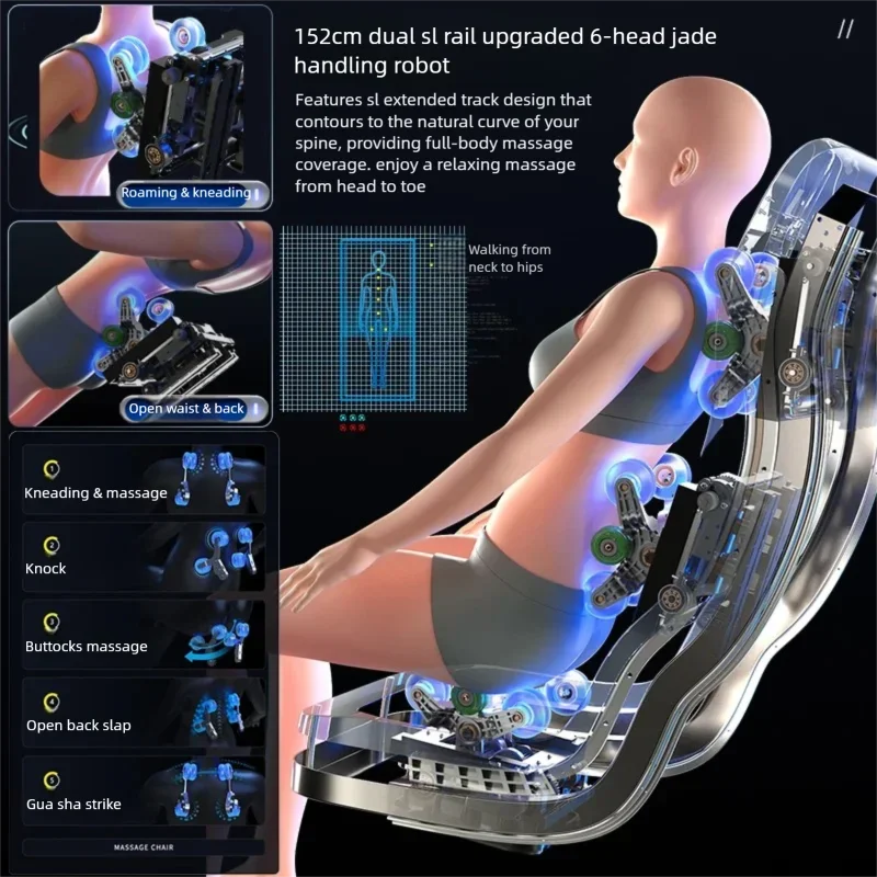 4D آلية تدليك كرسي التايلاندية العميقة تمتد LCD شاشة تعمل باللمس العجل الأسطوانة وسادة هوائية ضغط العجن صفر الجاذبية الاسترخاء #3