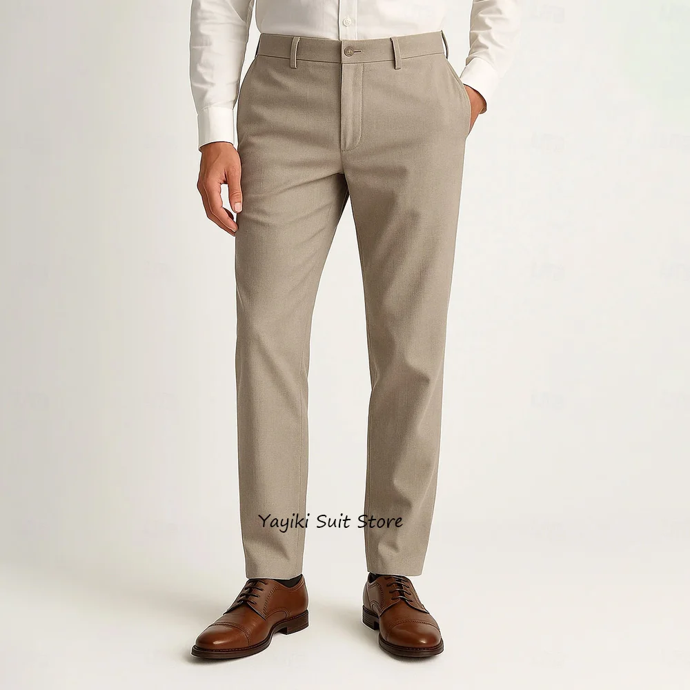 

Рабочие брюки, мужские однотонные прямые брюки для мужчин, деловые повседневные удобные брюки из полиэстера, классические пошивные брюки