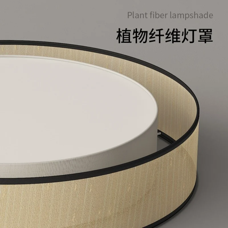 Luz de teto do quarto tecido estilo antigo e circular simples LED proteção para os olhos Luz de teto da sala