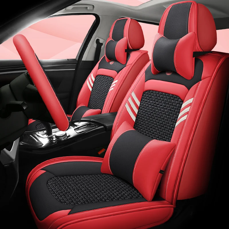 Motoptes Covers Universal Car Seat Covers For 90% Sedan SUV Stylish Durable Flax Linen Cushion For Most 5 Seats Cars