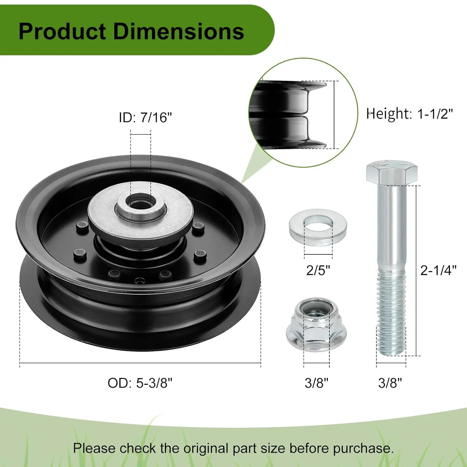 196104 Idler Pulley Fits for Hus qvarna Craftsman Mower, 197380 Flat Idler Pulley Bearing for HU AYP Craftsman TS342, TS343