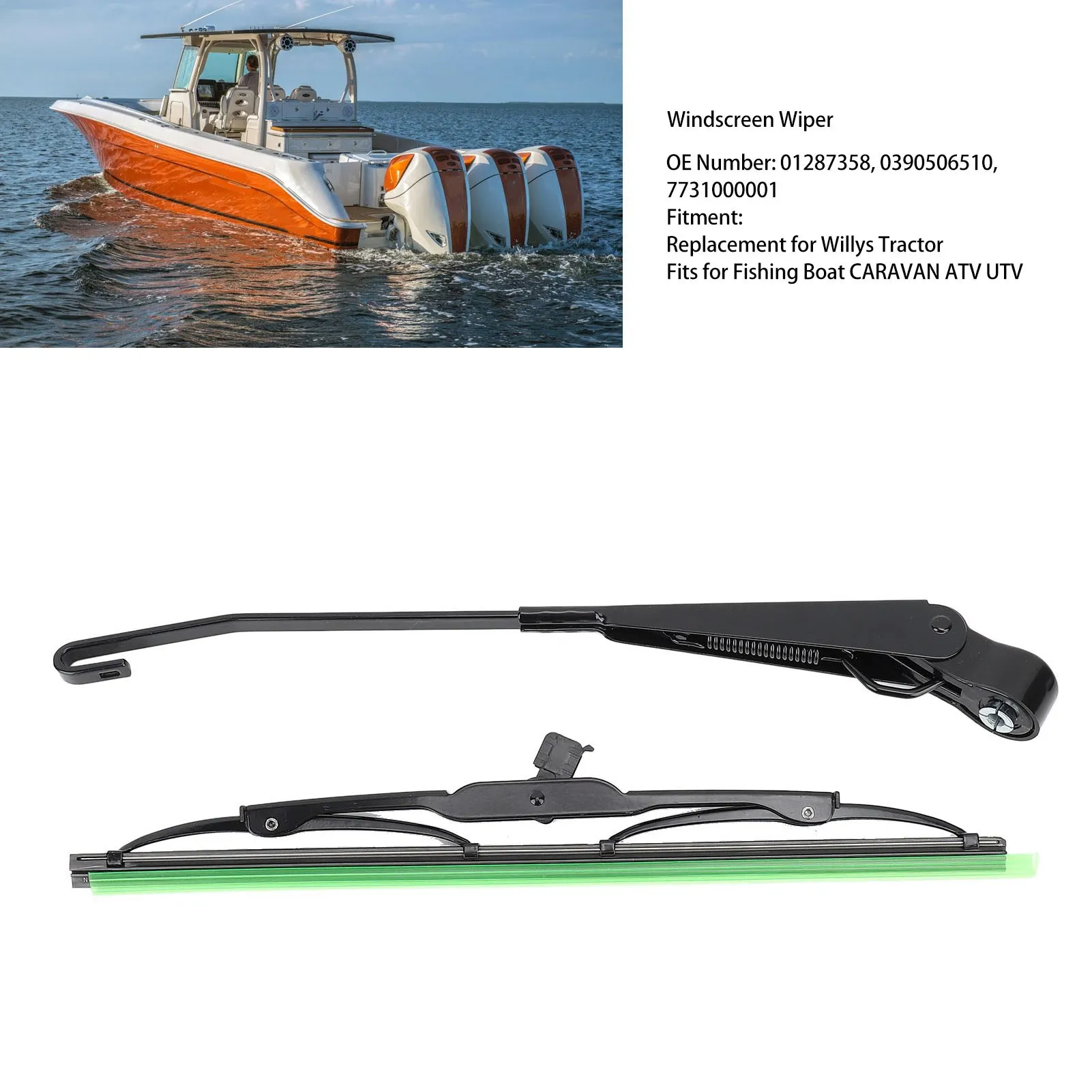12V Windshield Wiper with Blade 7731000001 Rapid Uniform Windscreen Wiper Blades Set for Willys Jeep Tractor CARAVAN ATV UTV