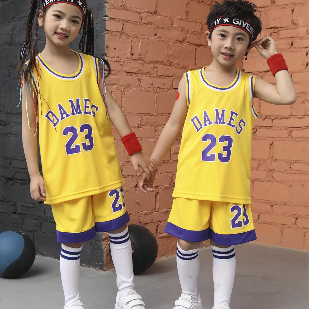 Children Basketball Jersey Suit Boy Girl 2023 Summer Sleeveless Vest & Shorts Quick-dry School Class Basketball Uniform Outfit