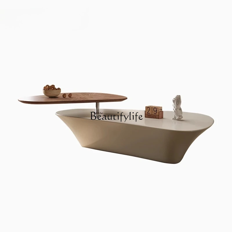 

Irregular Shape Coffee Table Cream Style Rotatable Living Room Home Creative Artistic Tea Table