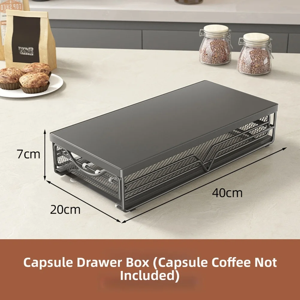 Modern Adjustable Width Drawer For Coffee Capsule Storage Rack for and Compatible Black Iron Stand 21.5x8.5x43cm