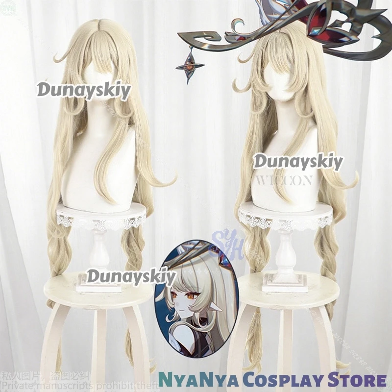 

Alice 코스프레 Game Genshin Impact Anime Costume Light Yellow Golden Long Wigs Heat Resistant Synthetic Hair Halloween Party Cos