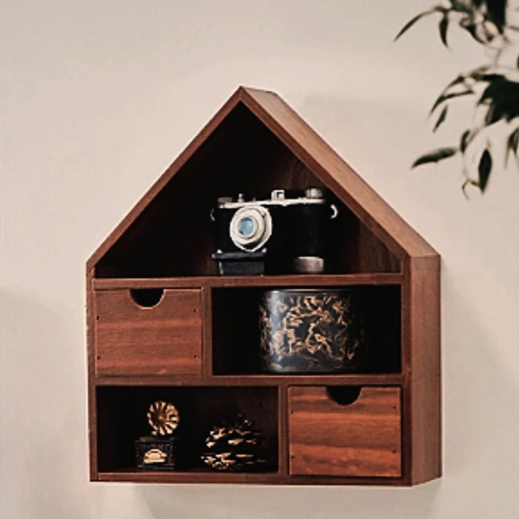 Pine Wood Key Chain Rack Retro Wall-mounted Storage Box Personalized Entrance Keys Stand Hanging Home Decoration Storage Holders