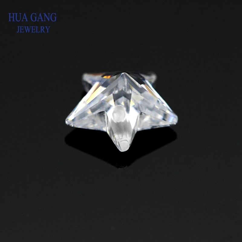 Single Hole AAAAA Star Shape White Cubic Zirconia Stone For Jewerly Making 4x4~10x10mm High Quality CZ color