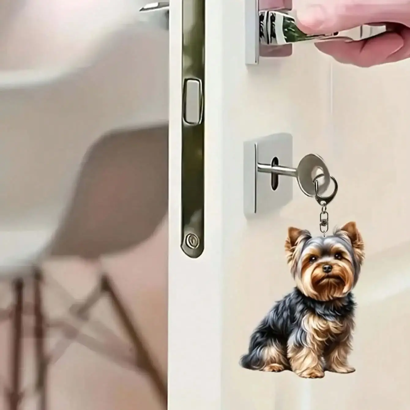 LLavero de perro Yorkshire, estilo bonito a la moda, nuevo llavero de Acción de Gracias DIY, regalo de vacaciones, hebilla redonda, fácil instalación, 1 Uds.
