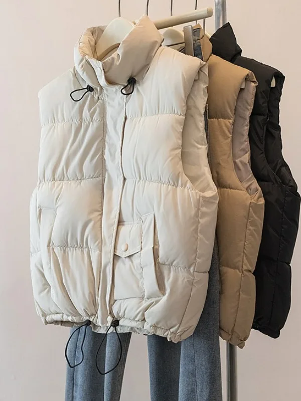 Fashionable Versatile Sleeveless Warm Cotton down Vest Women's Loose Casual Shoulder Coat Trendy City Walk Travel Shopping