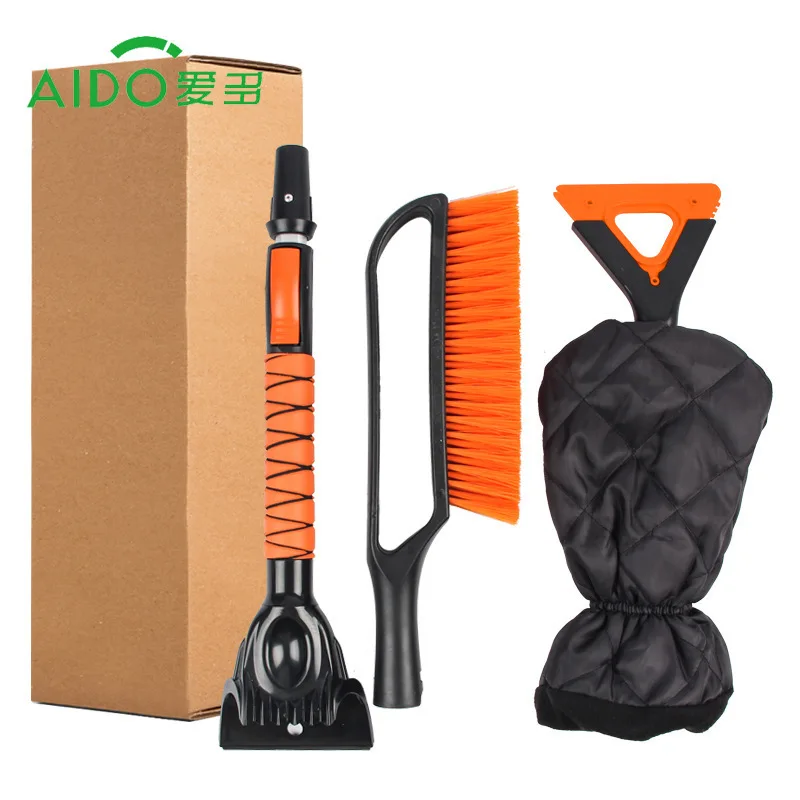 Winter retractable snow shovel, ice shovel gloves multi-functional  plowing tool set,