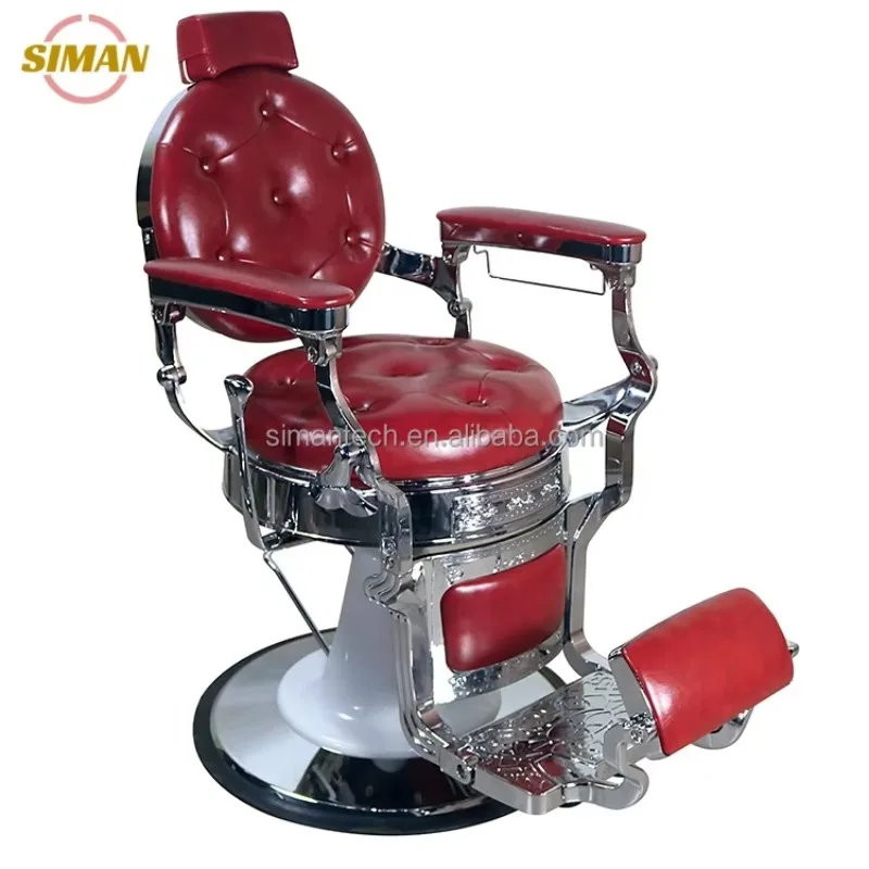 Hair Salon Cheap Price Old School Red pink Black and Gold Silver Barber Hairdressing Chairs for Barbershop