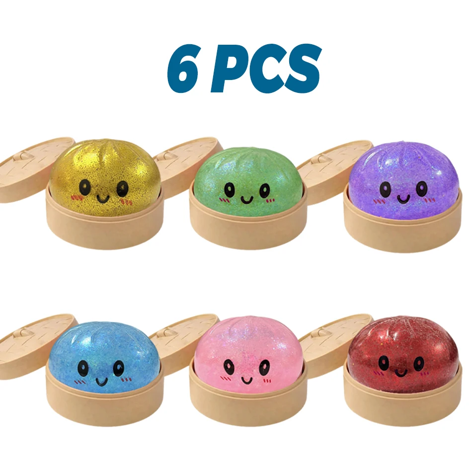 1-6Pcs Simulation Flash Dumpling Pressure Ball, Home & Office Decor, Birthday Gifts for Adults