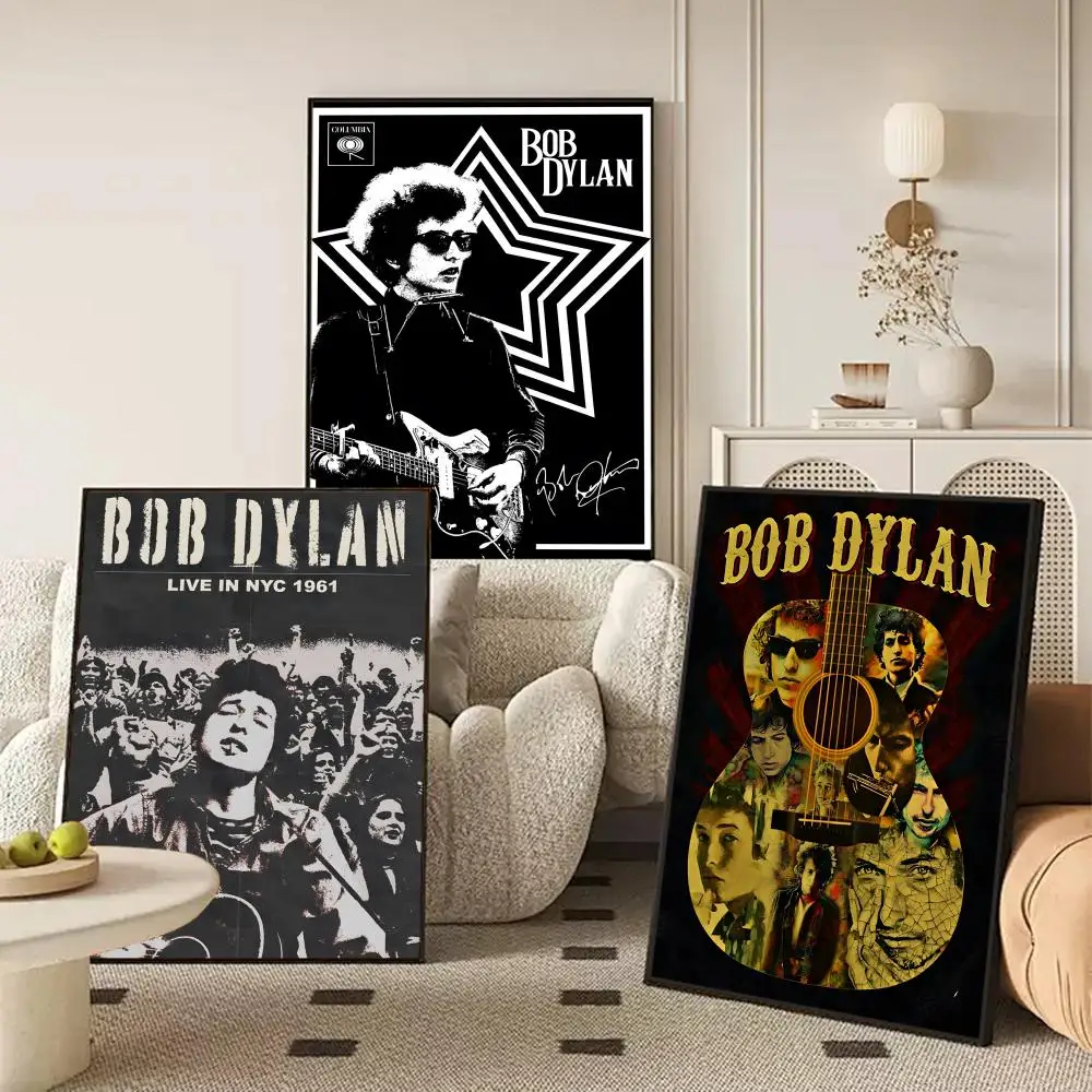 Singer B-Bob D-Dylan Poster Waterproof Self-Stick Wall Art Stickers, Removable Wall Decor for Living Room and Bedroom