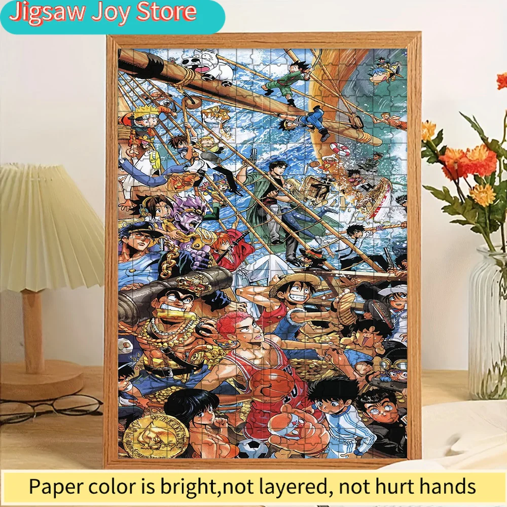 

Anime Jump All-Star Crossover Group Scene Featuring One Piece Characters On Pirate Ship Paper Puzzle, Premium High Definition Vi