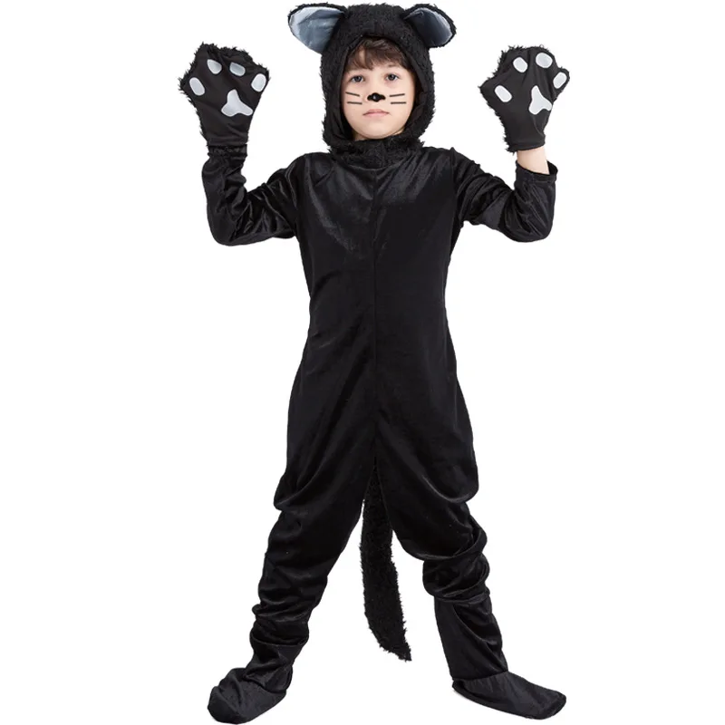 Kind Junge Mädchen schwarze Katze Onesize Pyjama Unisex Tier Stram pler Overalls Stram pler Sets Halloween Buch Woche Fantasia Kostüm