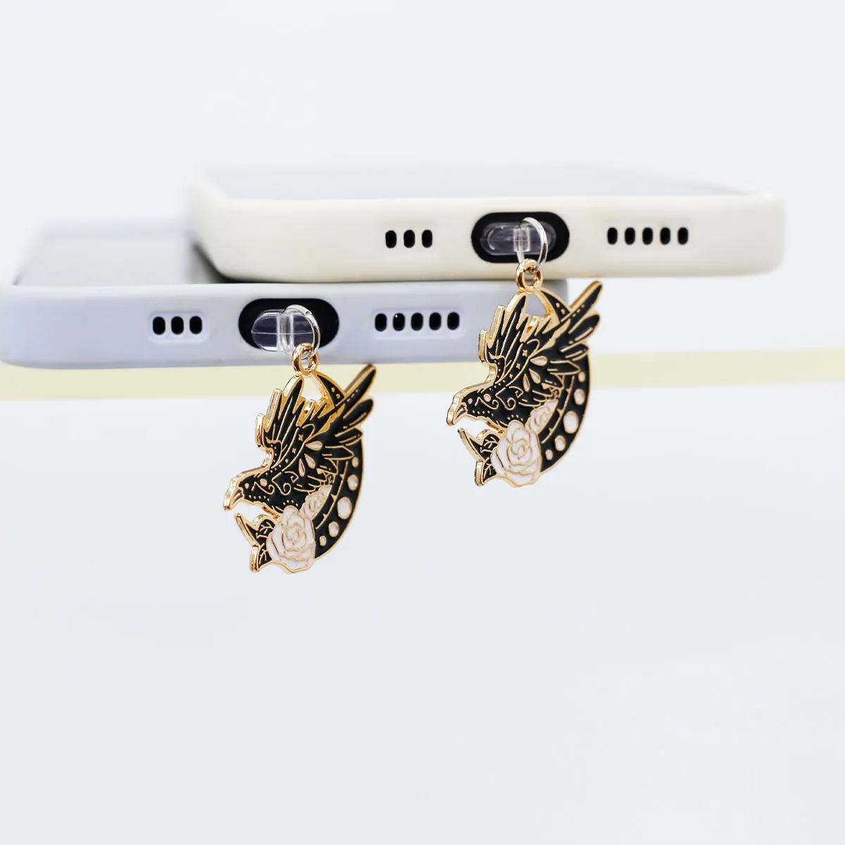 

Moon Rose Crow Phone Dust Stopper Hanging Pendant Phone Accessories Decorative Accessories For Iphone Type-C Port Gift Plug
