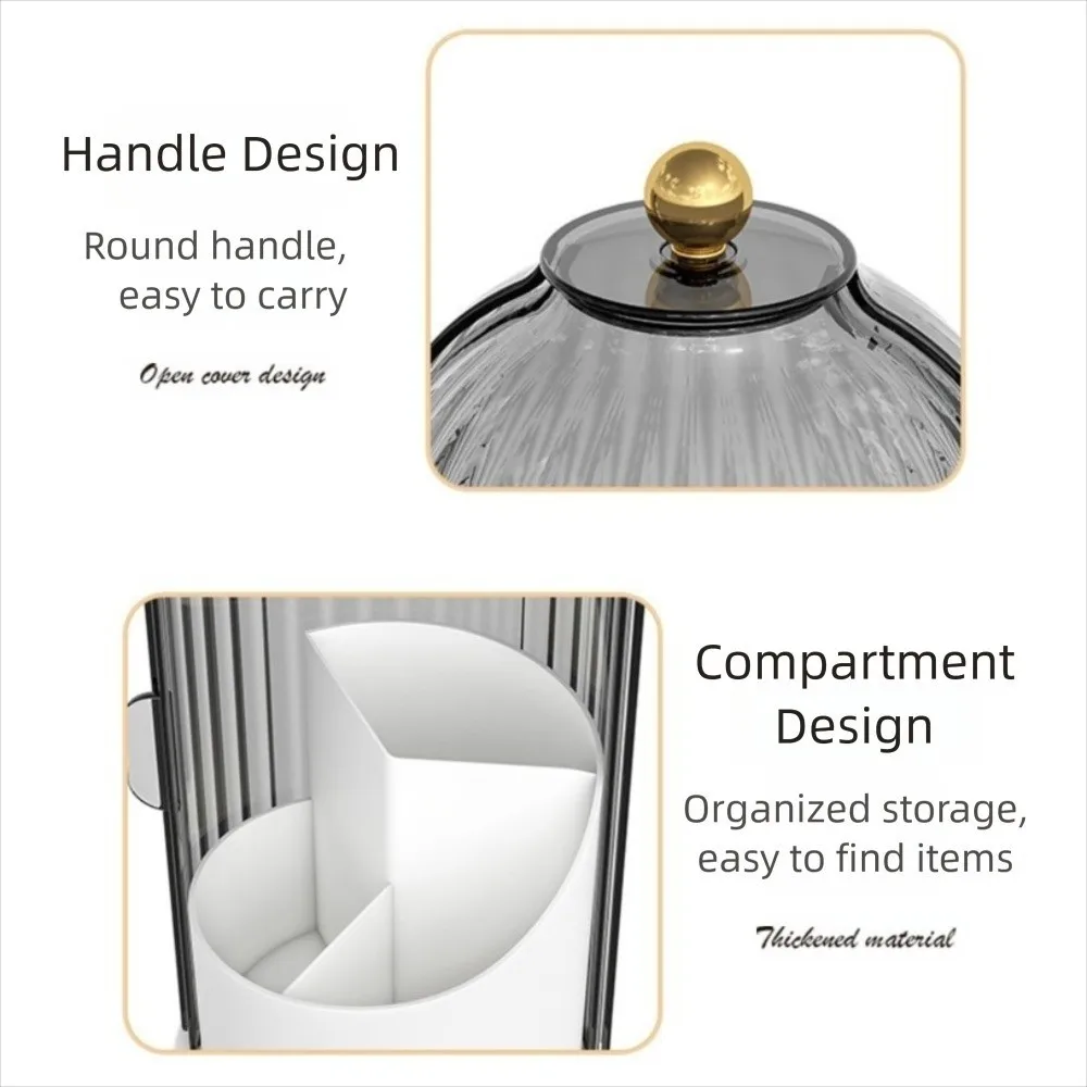 360 °   Porte-brosse de maquillage rotatif avec couvercle, conteneur de rouge à lèvres de grande capacité, organisateur de cosmétiques de luxe Transparent anti-poussière