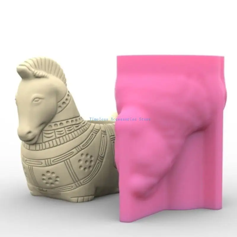 

97QE Flexible Flowerpot Molds Silicone Pen Holder Mould Horse Vase Molds