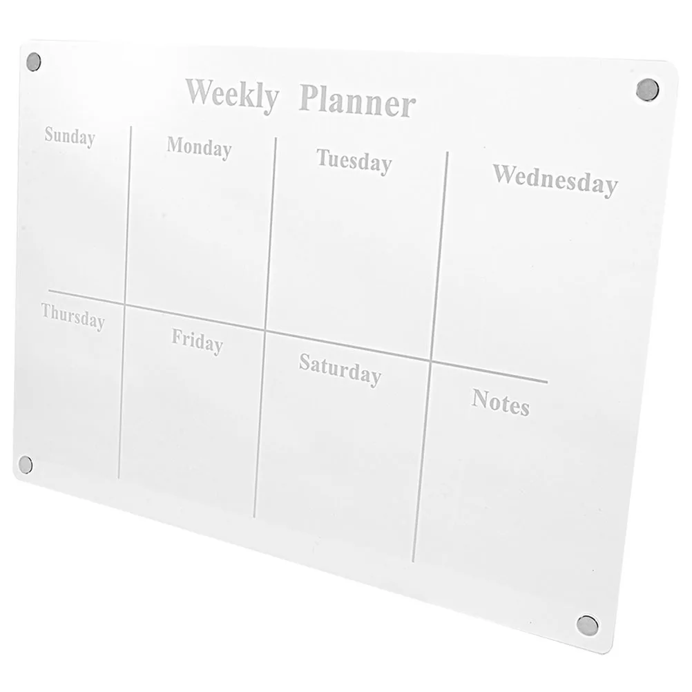 

Magnetic Planning Board Reusable Dry Erase Fridge Organizer Clear Acrylic Message Board for Scheduling Notes Reminders Household