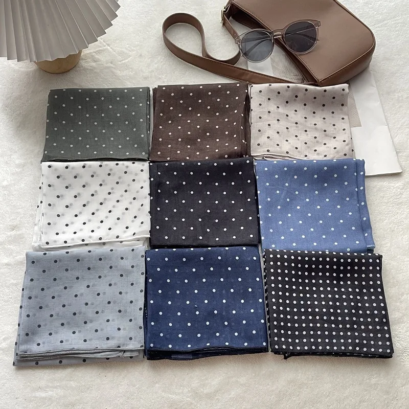 

Женский хлопковый квадратный платок-бандана с узором в горошек, модный летний шарф-фулярд для женщин
