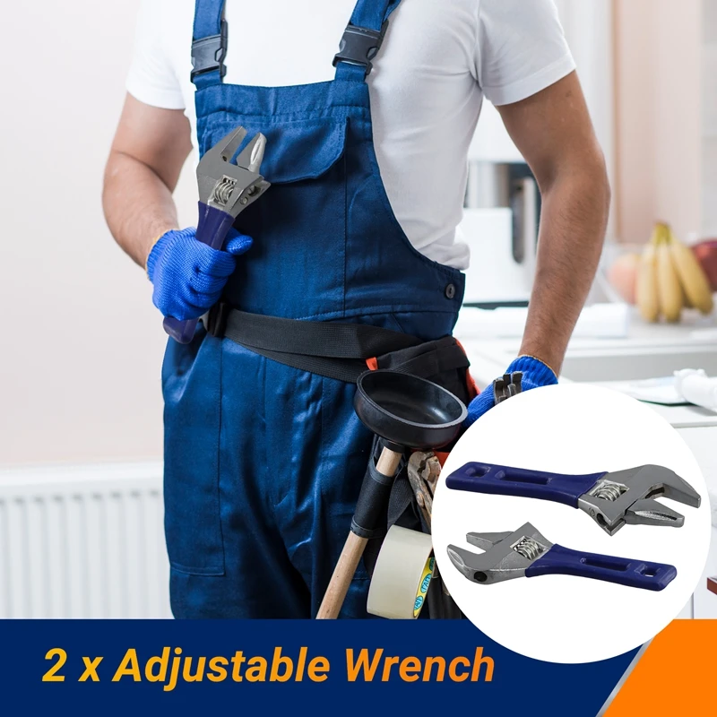 2PCS Universal Adjustable Wrench Large Opening Short Handle Multifunctional Mini Wrench Bathroom Tools