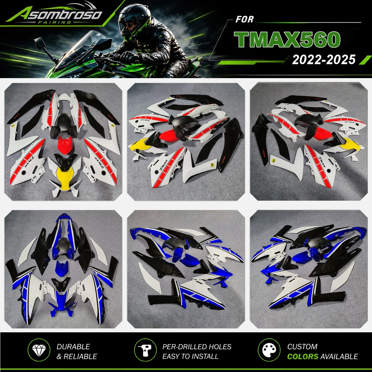 Motorcycle Body Protection Fairing Kit For TMAX560 2022-2024 2025 Full Set Replacement Cowl Shield T-MAX 530 22 23 24 25