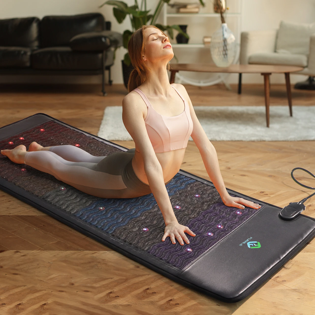 FUERLE 2024 New Arrivals Pemf Mat With Far Infrared Heating Body Massage 7 Colors Natural Crystals Pemf Magnetic Therapy Mat