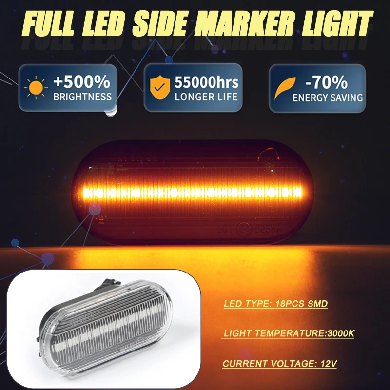 ไฟเลี้ยว LED เลนส์ใส2ชิ้นสัญญาณไฟเลี้ยวสำหรับ MK3กอล์ฟ VW 4โปโลโบราฟอร์ดที่นั่ง Skoda