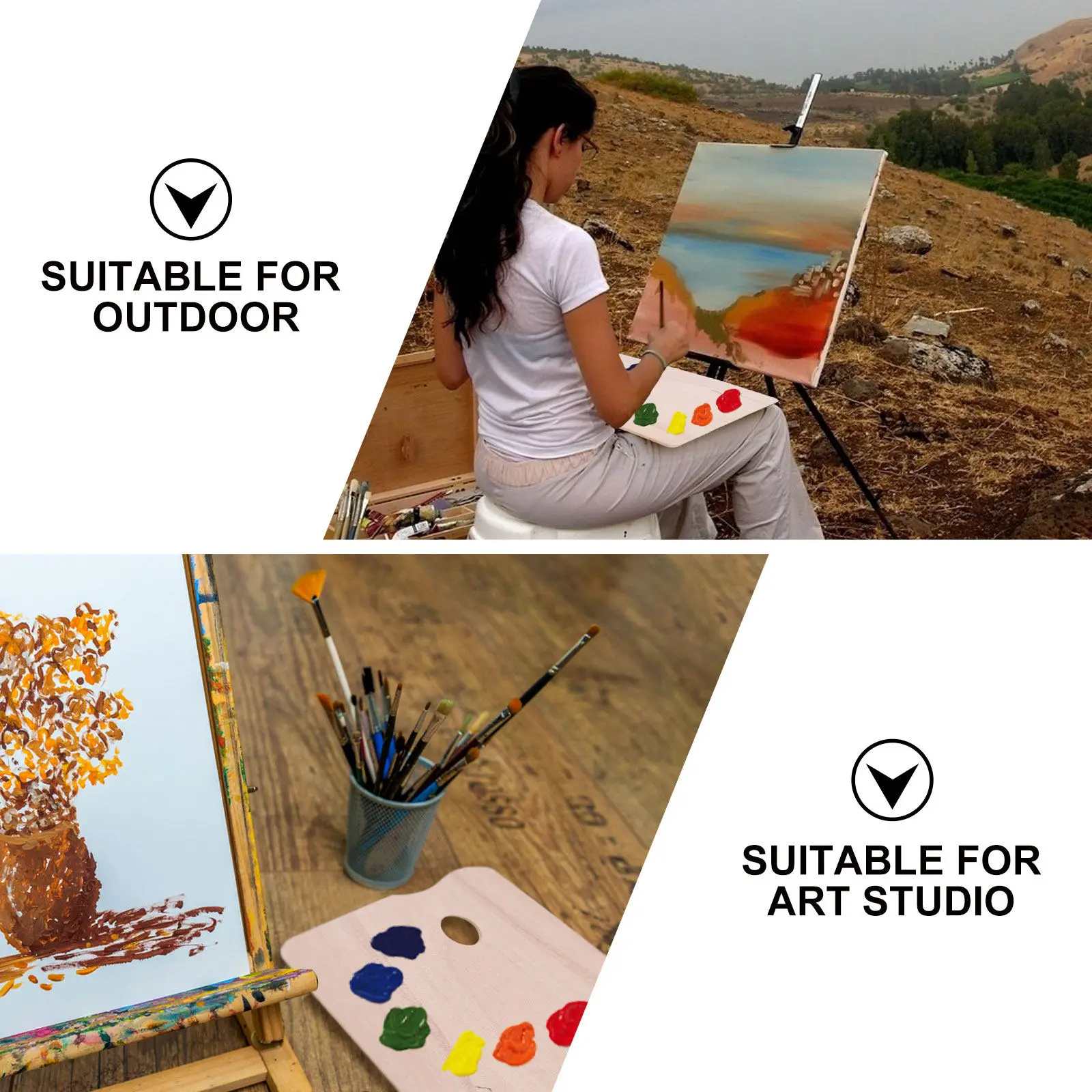 

1pc Wooden Color Mixing Palette Shape Lightweight Art Paint Board For Acrylic Oil Watercolor Durable Practical