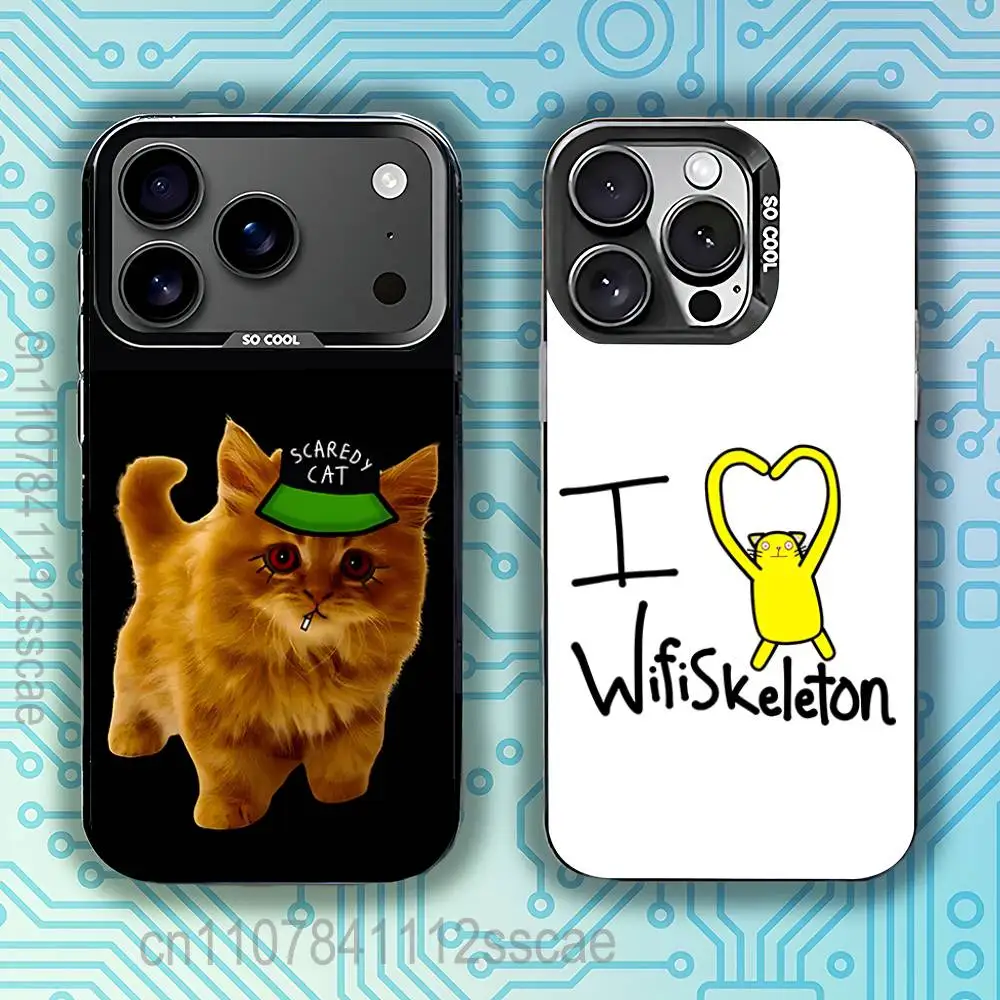 

Wifi Skeleton style CAT Phone Case For iPhone 17,16,15,14,13,12,11,Pro,Max,Plus,E,Air,Mini Black IMD Cover