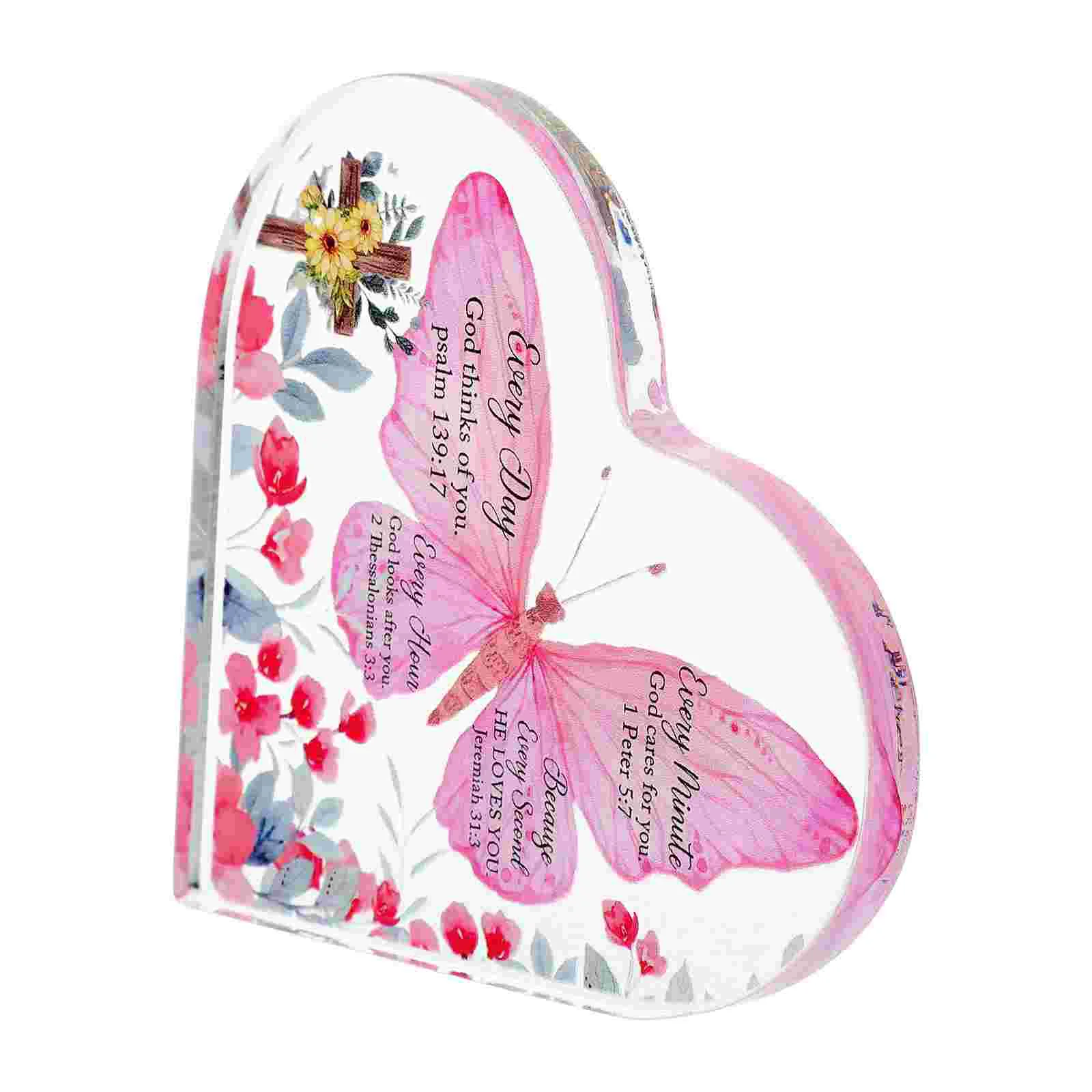 

Acrylic Heart Decor Desktop Sign Butterfly Memorial Gift Wedding Anniversary Heart Figurine Acrylic Crafts