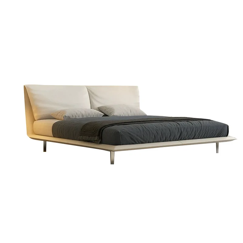 

Кожаная кровать Minimal Elephant Ear Bed из натуральной кожи первого слоя, двуспальная, 2х2 метра, для главной спальни, в стиле легкой роскоши.