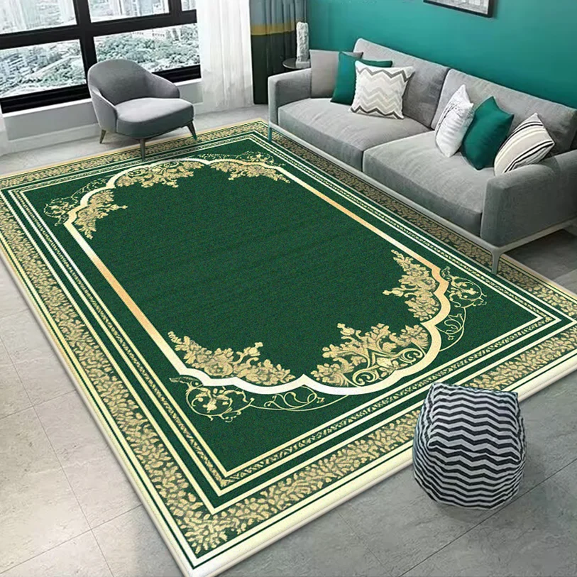 

Современный стиль, зеленый большой размер, украшение для дома, гостиной, коврики Golden Borde, нескользящий диван, настольный коврик, мягкий легко чистящийся ковер для спальни