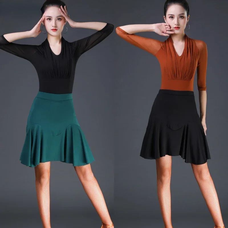

Latin Dance Dress Female Adult Ballroom Tango Cha Cha Latin Dance Dresses Modern Rumba Performance Training Dancewear