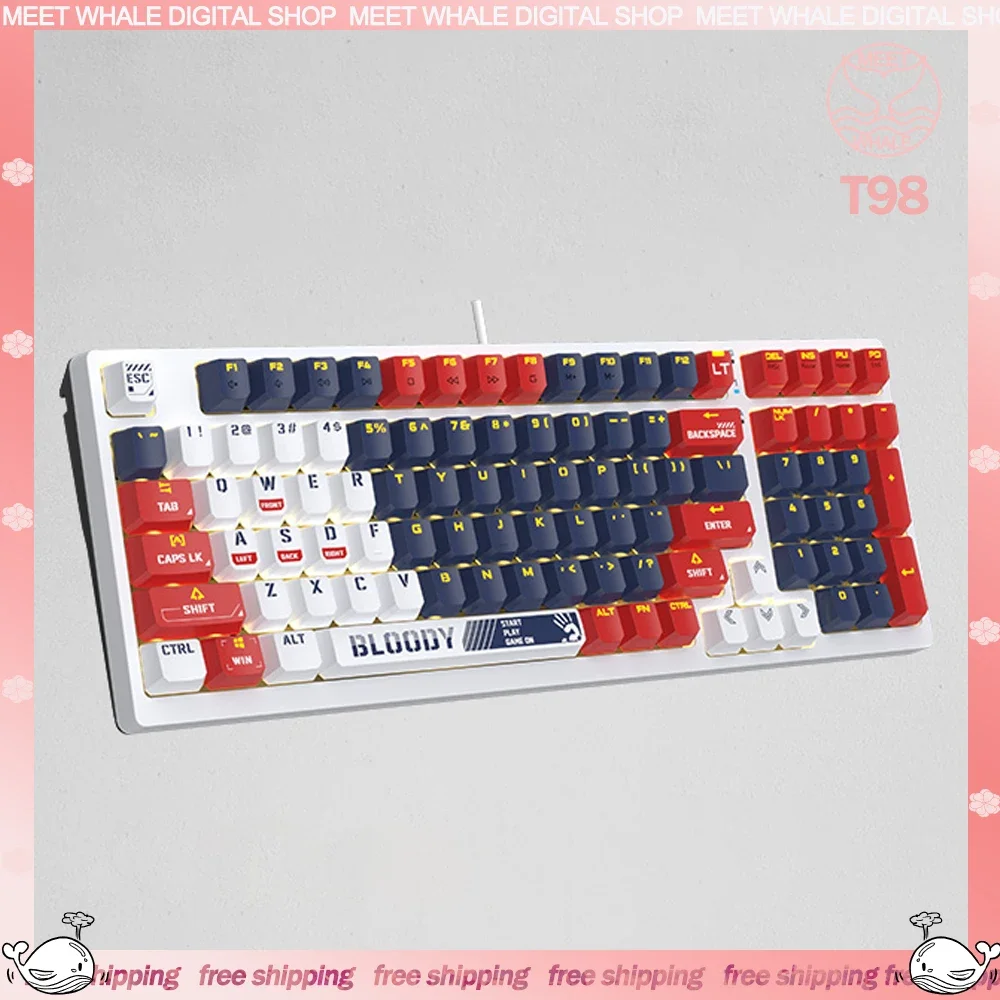 

A4tech T98 Mechanical Gamer Keyboard Wired Waterproof Pbt Keycap Keyboard 3 Variable Speed Hot-Swap Rgb Mute Keyboards Gifts