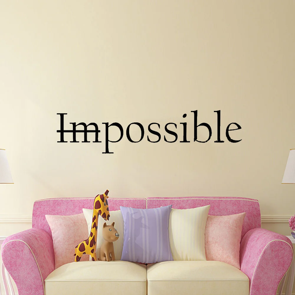 Motivation Quote Words Impossible Wall Decal Bedroom Possible Inspiring Letters Vinyl Wall Stickers Office Room Decoration