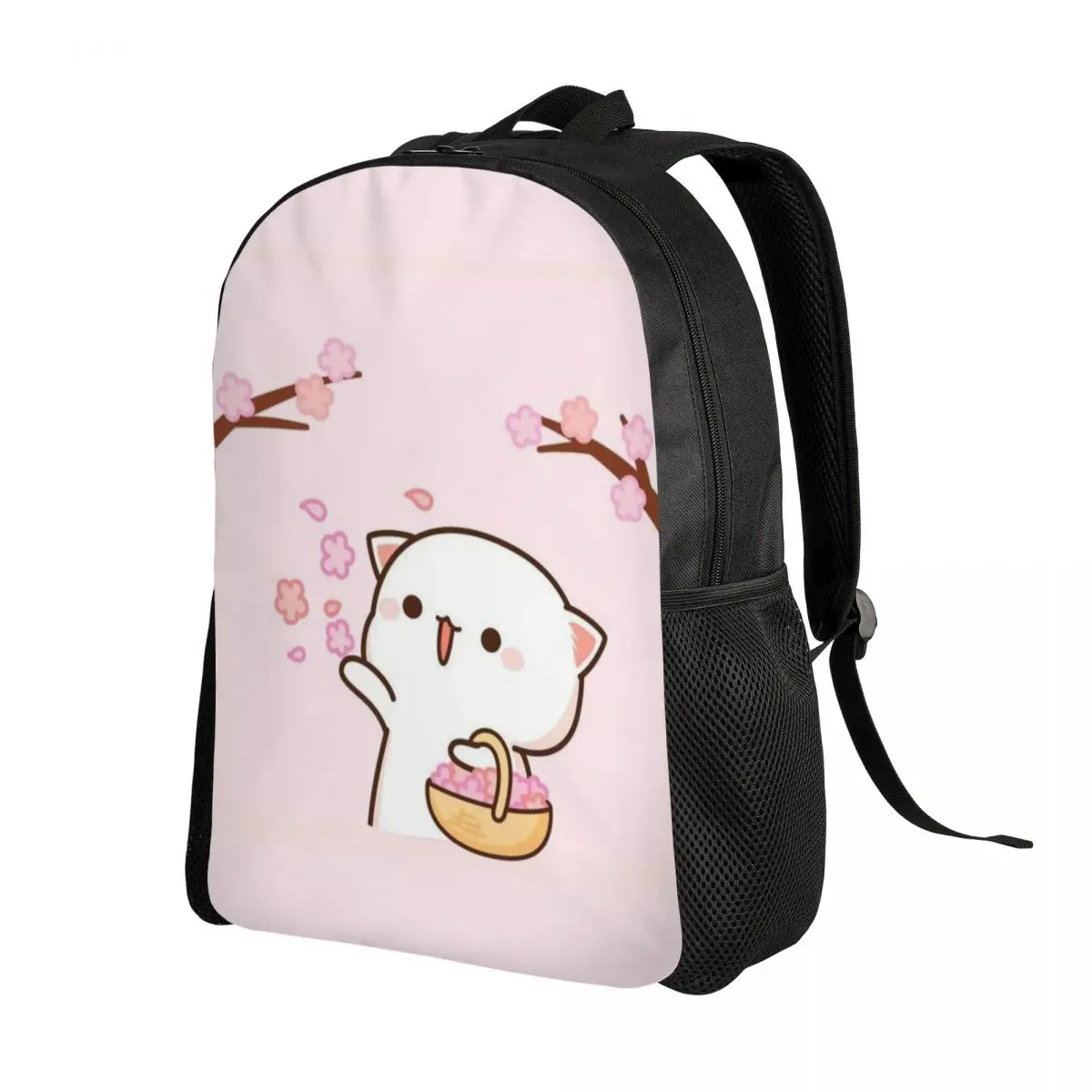 Kawaii Mochi Cat Peach And Goma Backpack for Men Women Water Resistant School College Bag Print Bookbag