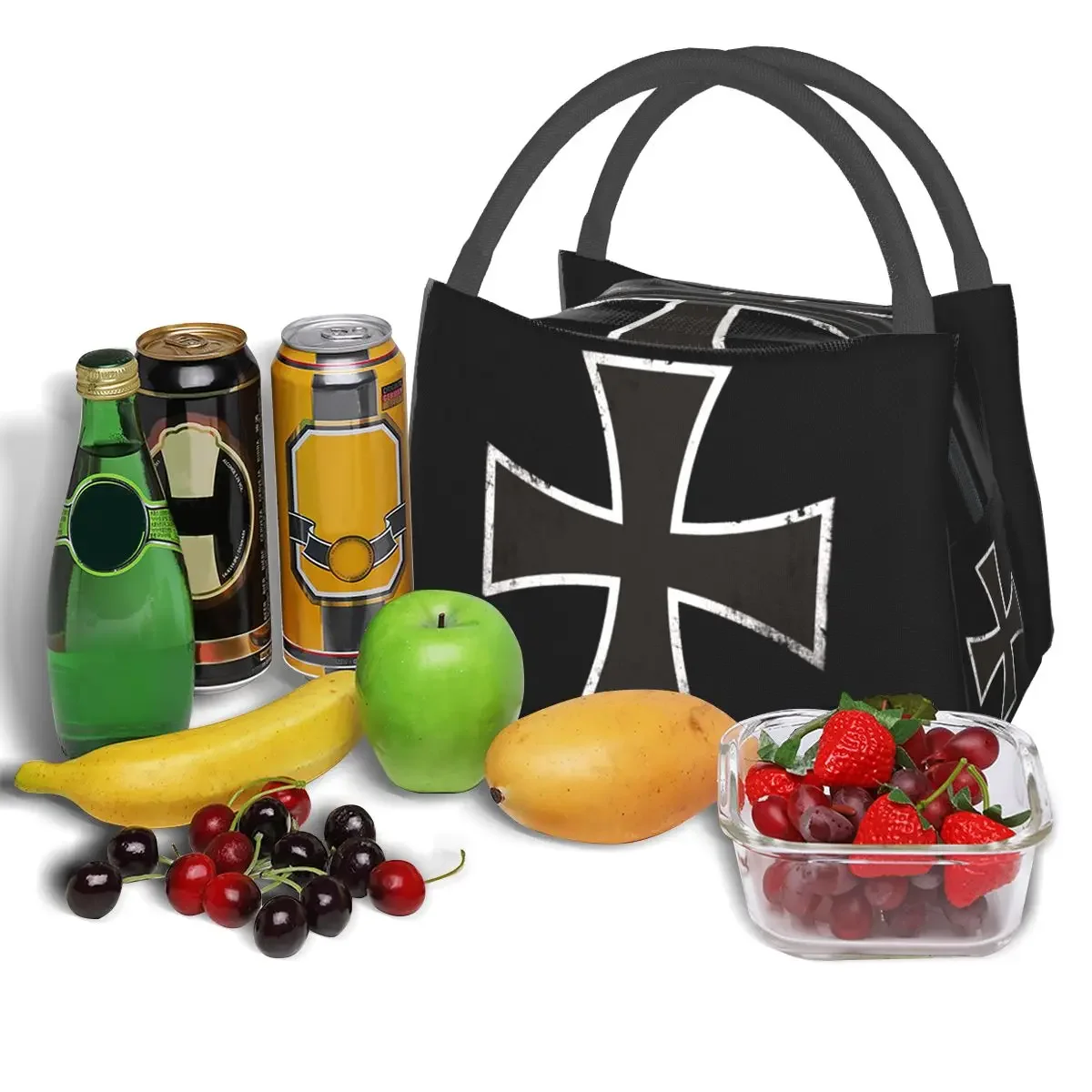 German Iron Cross Insulated Lunch Bag for Women Picnic Storage Food Boxes Portable Container Cooler Thermal Lunch Box Tote