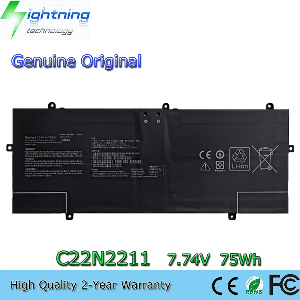 

Оригинальный аккумулятор для ноутбука C22N2211 7,74 В 75 Втч для ASUS Zenbook 14 OLED UX3405MA UX3405 Q425MA 0B200-0440