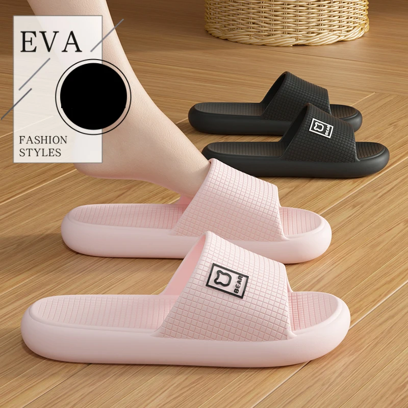 

Summer Fashion Concise Couple Home Shoes Cosy Non-slip Slides Lithe Soft Sandals For Women Men's Slippers In House Flip Flops