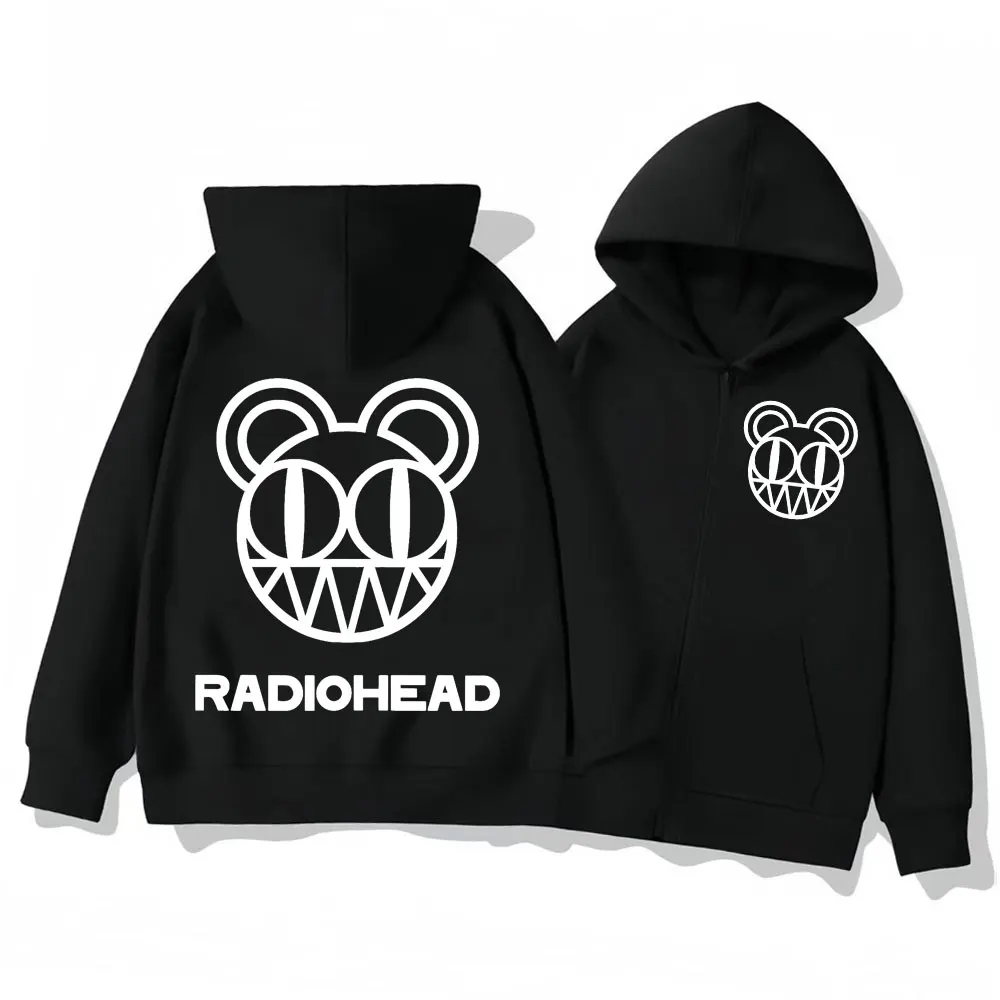 

Rock Band Radiohead Double Sided Print Zipper Hoodie High Quality Fashion Zip Up Sweatshirt Men Women Casual Oversized Pullovers