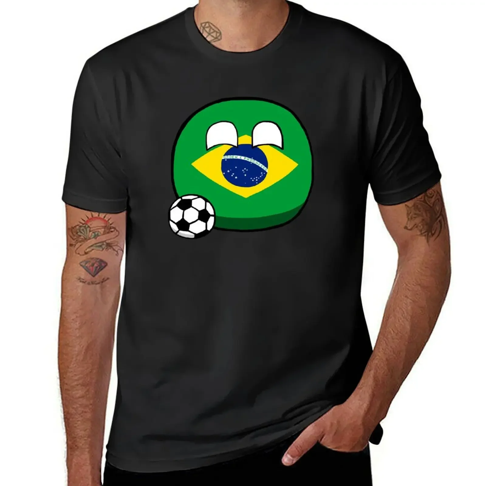 Brazilball with Football/Soccer Ball T-Shirt plus size clothes for a boy cotton graphic tees customs Men's cotton t-shirt