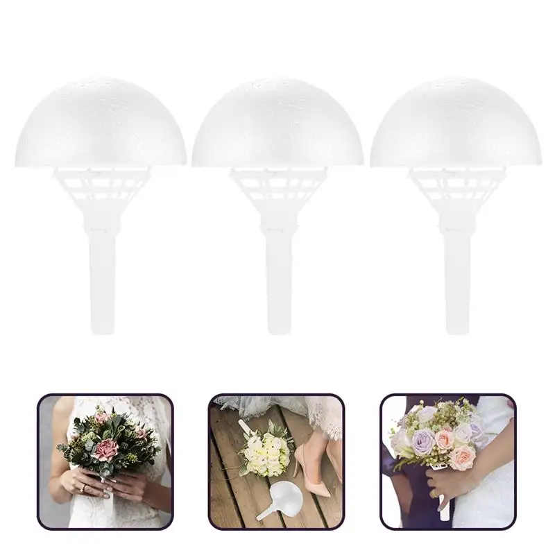 3 Sets Bouquet Holders Foams Floral Handle Wedding Supplies Bride Bouquet Handles Wedding Floral Holder DIY Flower Holder